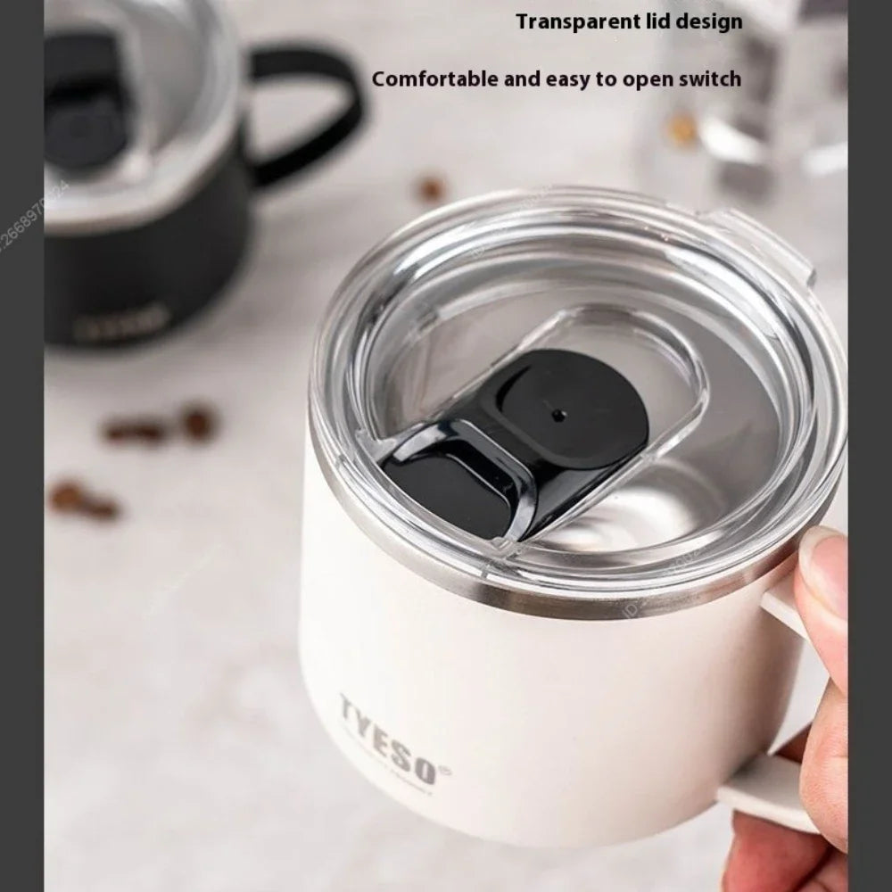 Tyeso Everyday Coffee Mug – Durable Stainless Steel Cup with Clear Lid