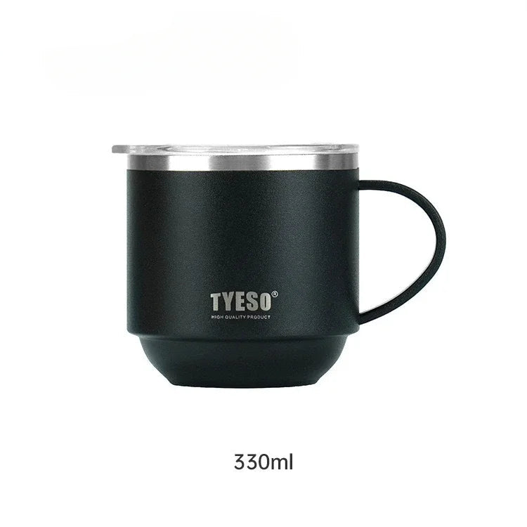 Tyeso Everyday Coffee Mug – Durable Stainless Steel Cup with Clear Lid