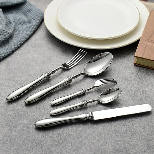 Elegant Roman Handle Dinnerware, Dishwasher Safe-5 Piece 18/10 Stainless Steel Cutlery Set