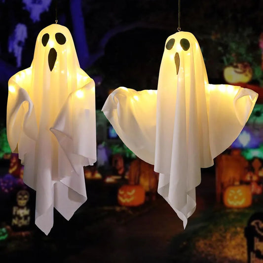 Flying Ghost Halloween Decor with Lights – Scary Hanging Ornament for Garden & Party