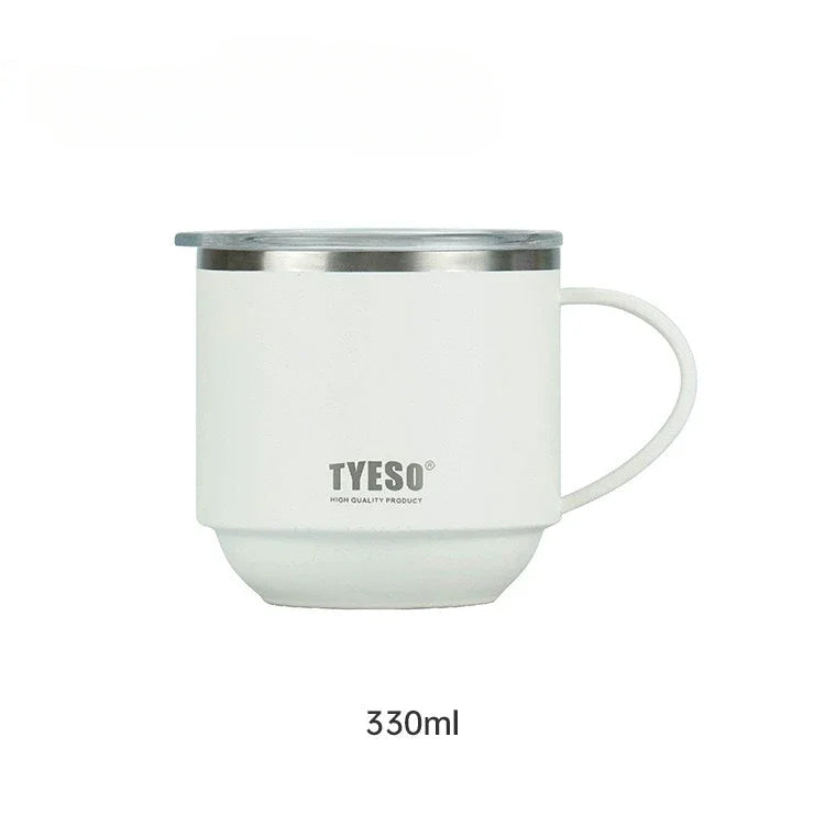 Tyeso Everyday Coffee Mug – Durable Stainless Steel Cup with Clear Lid
