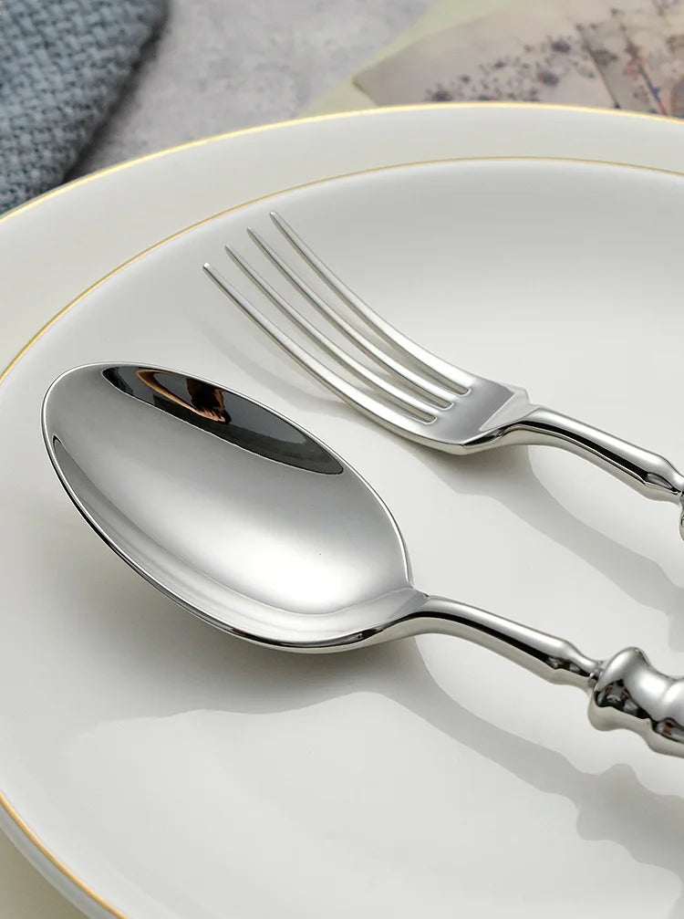 Elegant Roman Handle Dinnerware, Dishwasher Safe-5 Piece 18/10 Stainless Steel Cutlery Set