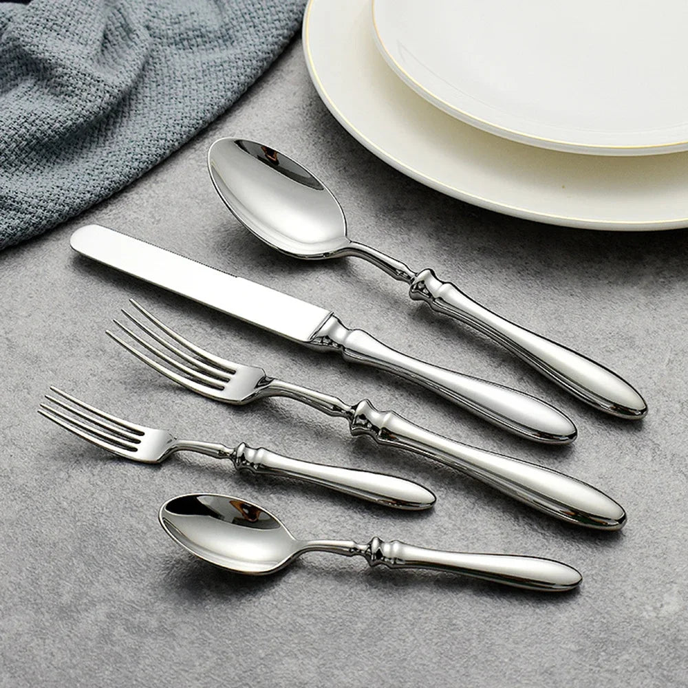 Elegant Roman Handle Dinnerware, Dishwasher Safe-5 Piece 18/10 Stainless Steel Cutlery Set