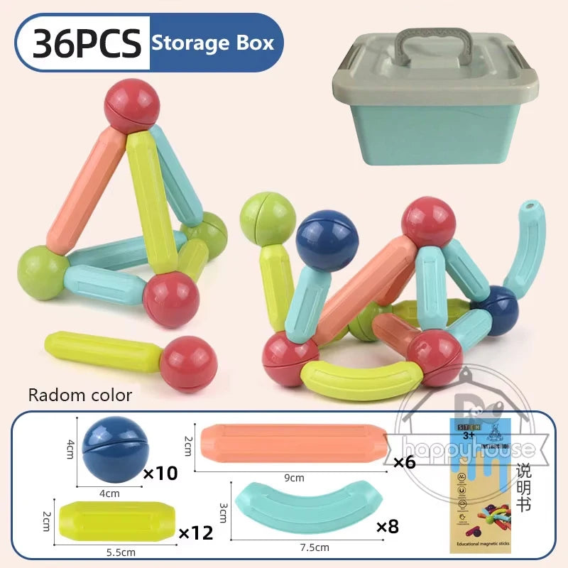 Montessori Magnet Building Rods Set – Magnetic Construction Blocks for Kids’ Education & Play