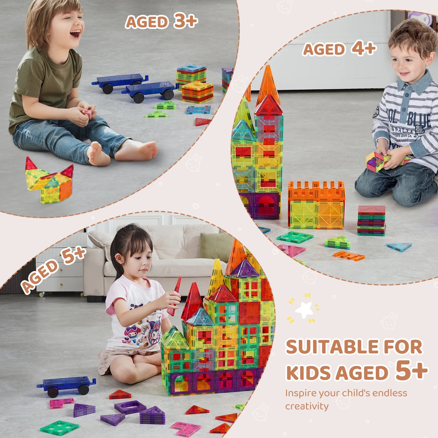 Educational Magnetic Tile Set – 180PCS SucceBuy Montessori STEM Toy for Kids’ Learning & Play