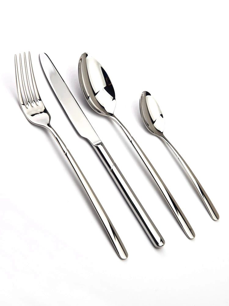 Elegant 24Pcs Stainless Steel Cutlery Set – Cozy Zone Luxury Tableware with Knives, Forks & Spoons