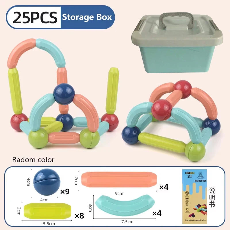 Montessori Magnet Building Rods Set – Magnetic Construction Blocks for Kids’ Education & Play