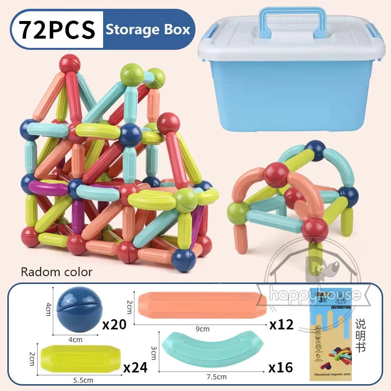 Montessori Magnet Building Rods Set – Magnetic Construction Blocks for Kids’ Education & Play