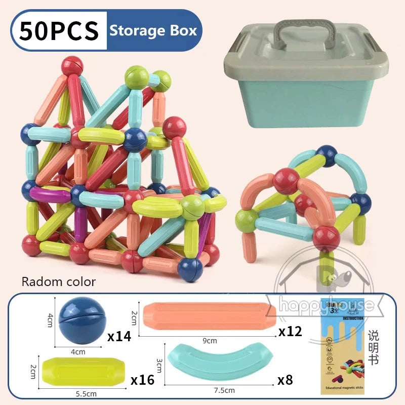 Montessori Magnet Building Rods Set – Magnetic Construction Blocks for Kids’ Education & Play