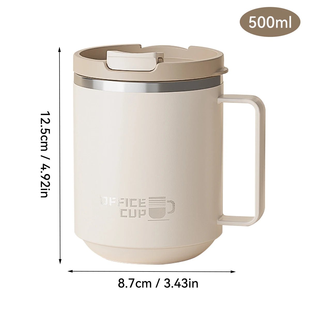 Double Wall Stainless Steel Coffee Mug Insulated Leak Proof Cup with Handle for Milk, Tea or Coffee