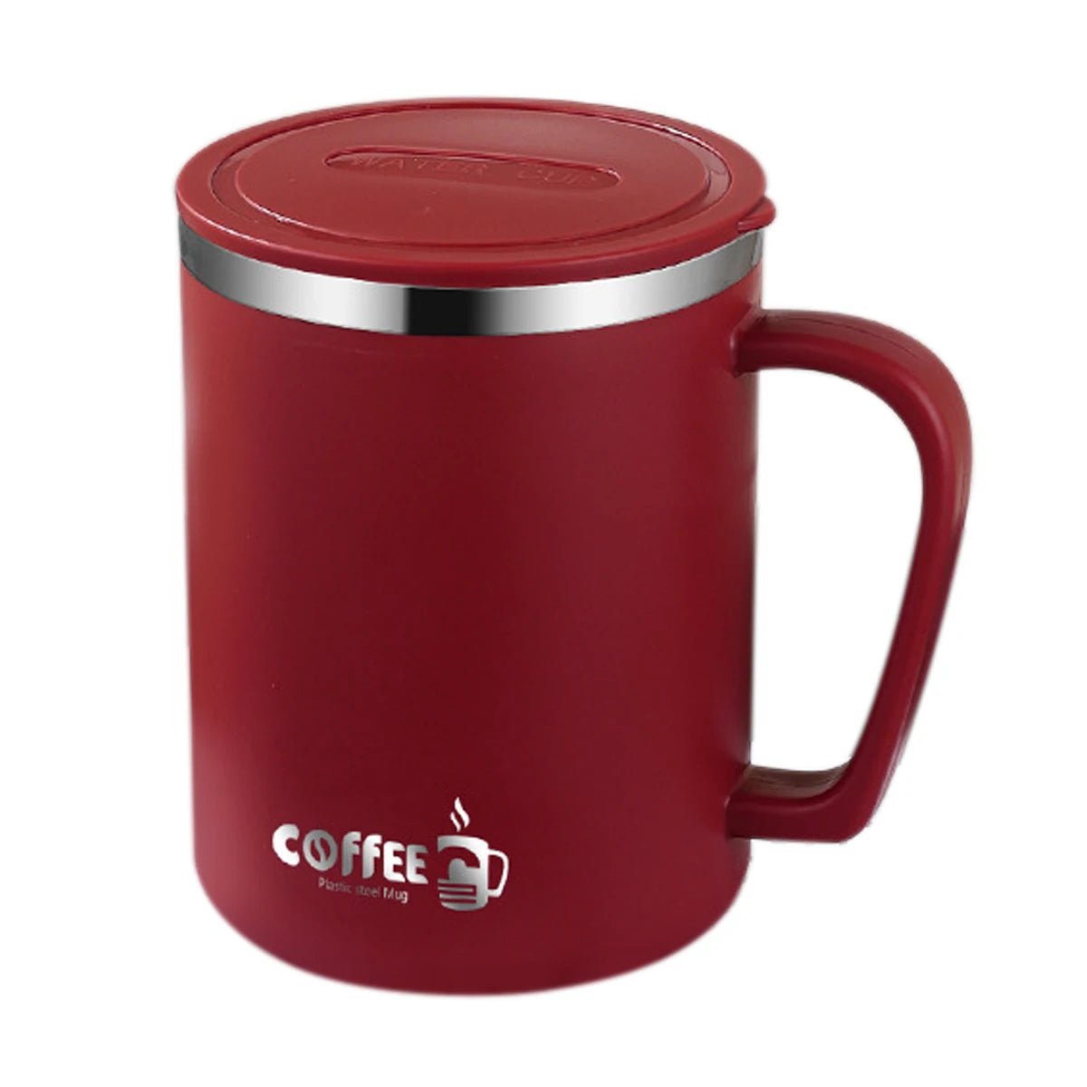 Stainless Steel Thermal Mug – Double Wall Coffee Cup with Lid & Handle by WORTHBUY (480ml)