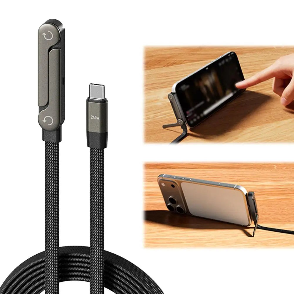 2-in-1 Fast Charging USB-C Cable & Foldable Phone Stand