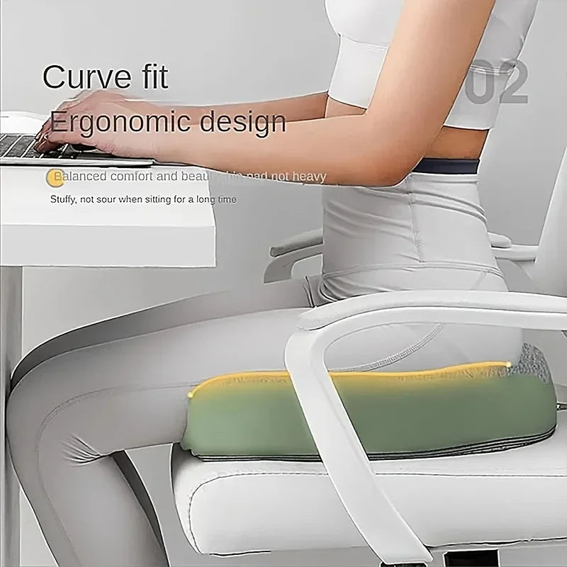 Ergonomic Memory Foam Seat Cushion – 3-Zone Lumbar Support for Office & Car
