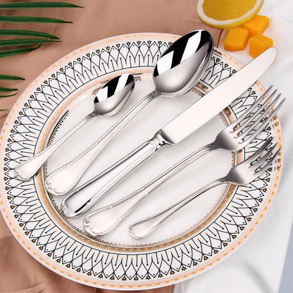 Premium Stainless Steel Gold Cutlery Set – 4–25 Piece Silverware with Knife, Fork & Spoon for Elegant Dining