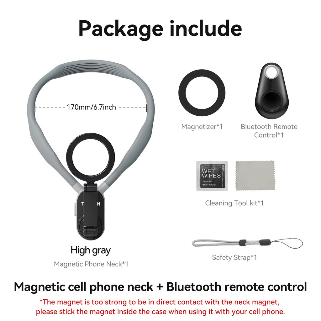 Magnetic Neck Phone Holder – Quick Release Mount for iPhone & Android