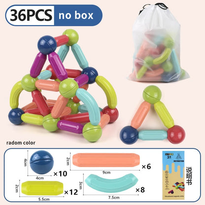 Set di aste magnetiche per costruzioni Montessori – Blocchi di costruzione magnetici per l'istruzione e il gioco dei bambini