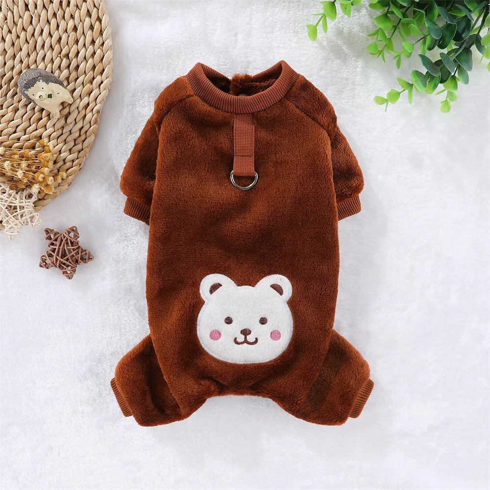 Cosy Winter Fleece Jumpsuit for Dogs & Cats – With Leash Ring