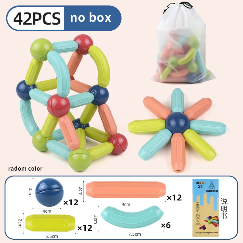 Set di aste magnetiche per costruzioni Montessori – Blocchi di costruzione magnetici per l'istruzione e il gioco dei bambini