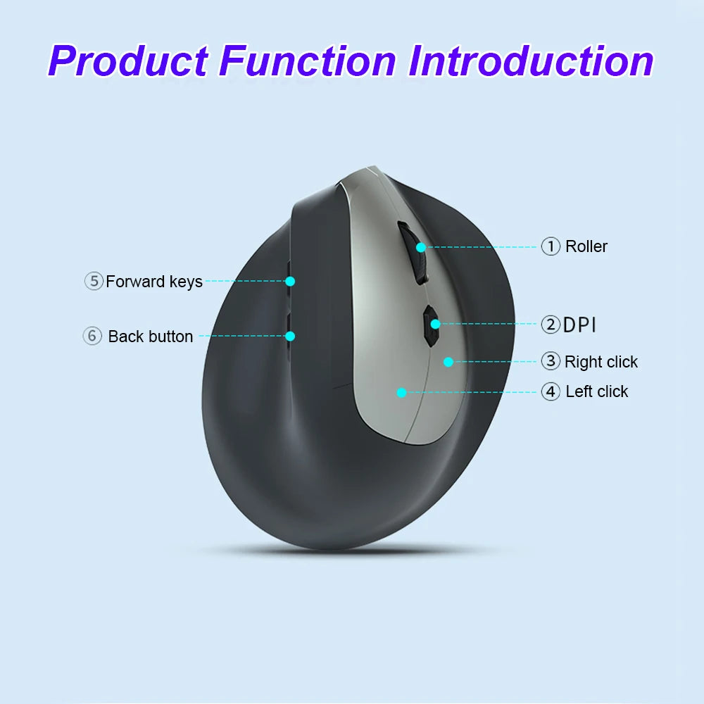 2.4G Ergonomic Bluetooth Mouse – Optical, Silent & Adjustable for Laptop/Desktop
