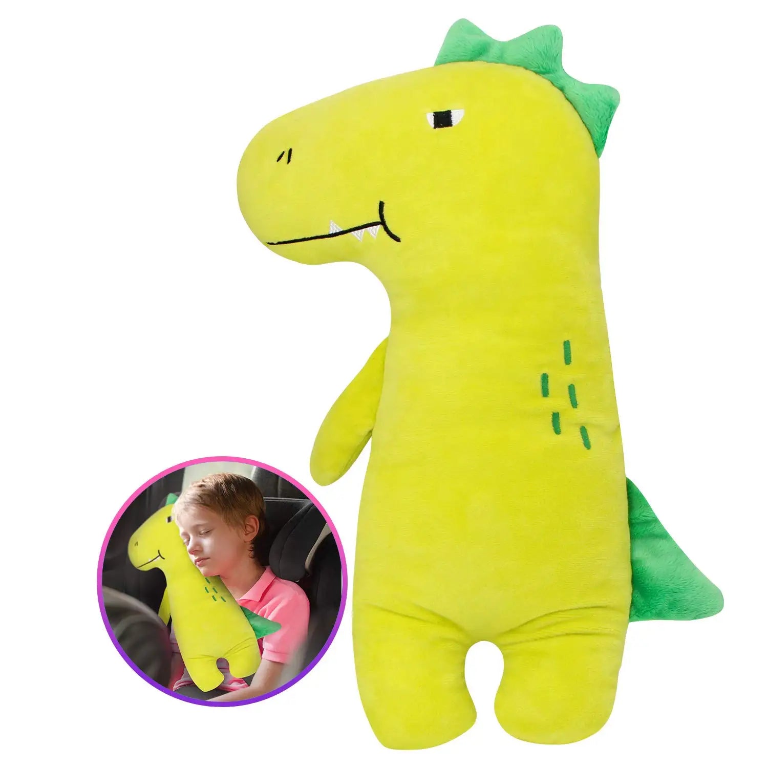 Dinosaur Seatbelt Pillow for Kids – Comfy Car & Stroller Cushion