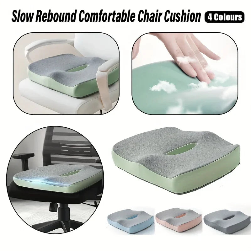 Ergonomic Memory Foam Seat Cushion – 3-Zone Lumbar Support for Office & Car