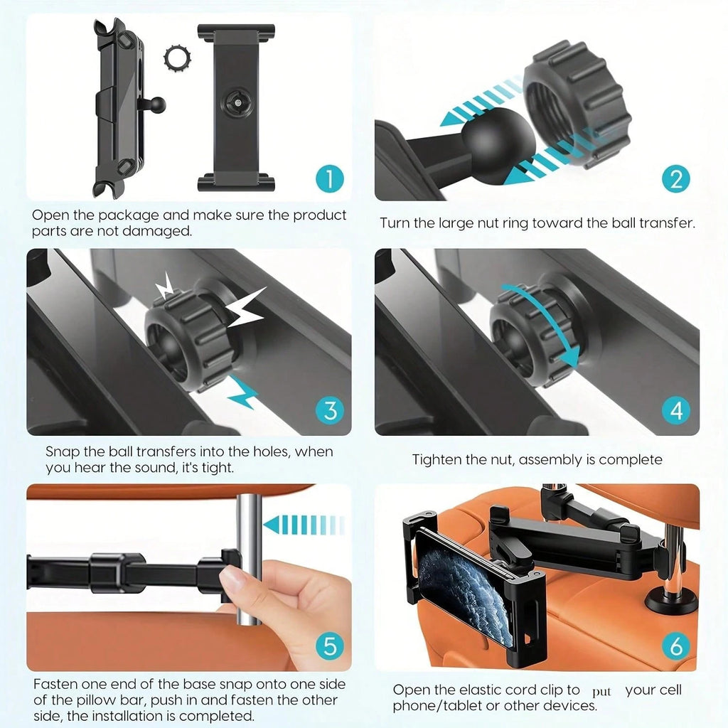 Universal Car Tablet Holder – Secure Headrest Mount for 4.7"–12.9" Devices