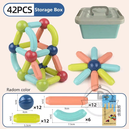 Set di aste magnetiche per costruzioni Montessori – Blocchi di costruzione magnetici per l'istruzione e il gioco dei bambini