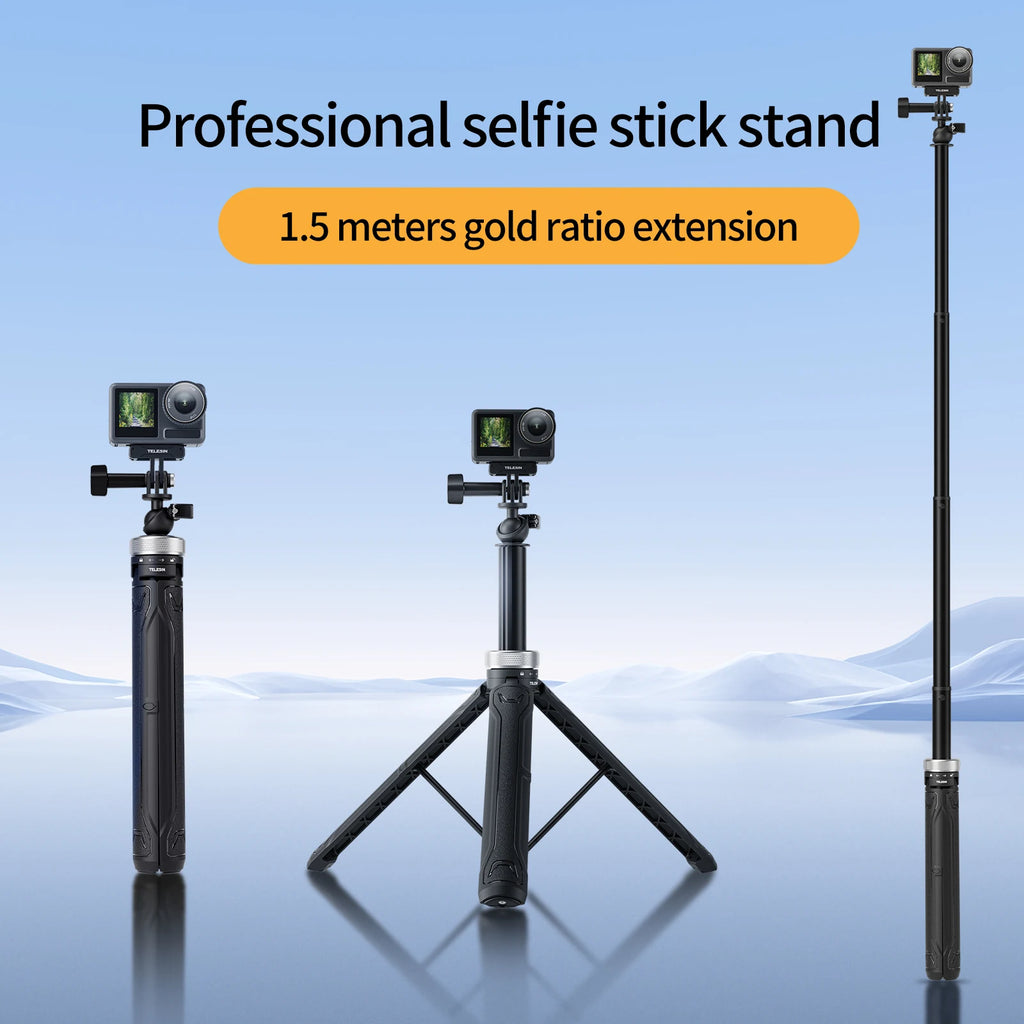 Foldable 360° Tripod Selfie Stick for GoPro Hero 13–5, Insta360, DJI Action