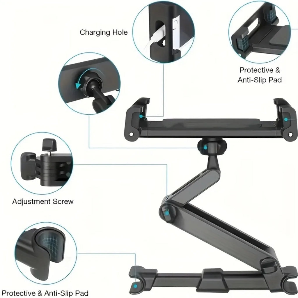 Universal Car Tablet Holder – Secure Headrest Mount for 4.7"–12.9" Devices