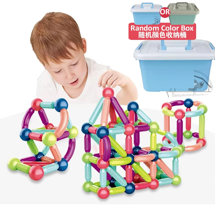 Set di aste magnetiche per costruzioni Montessori – Blocchi di costruzione magnetici per l'istruzione e il gioco dei bambini