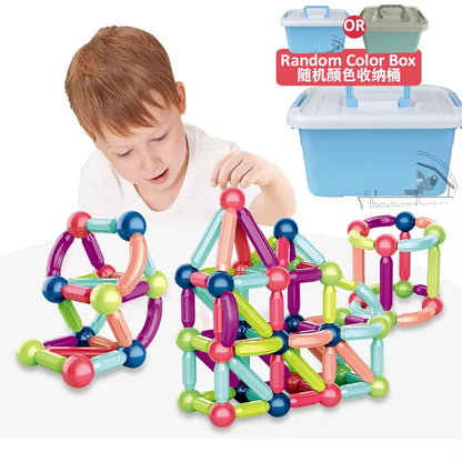 Set di aste magnetiche per costruzioni Montessori – Blocchi di costruzione magnetici per l'istruzione e il gioco dei bambini