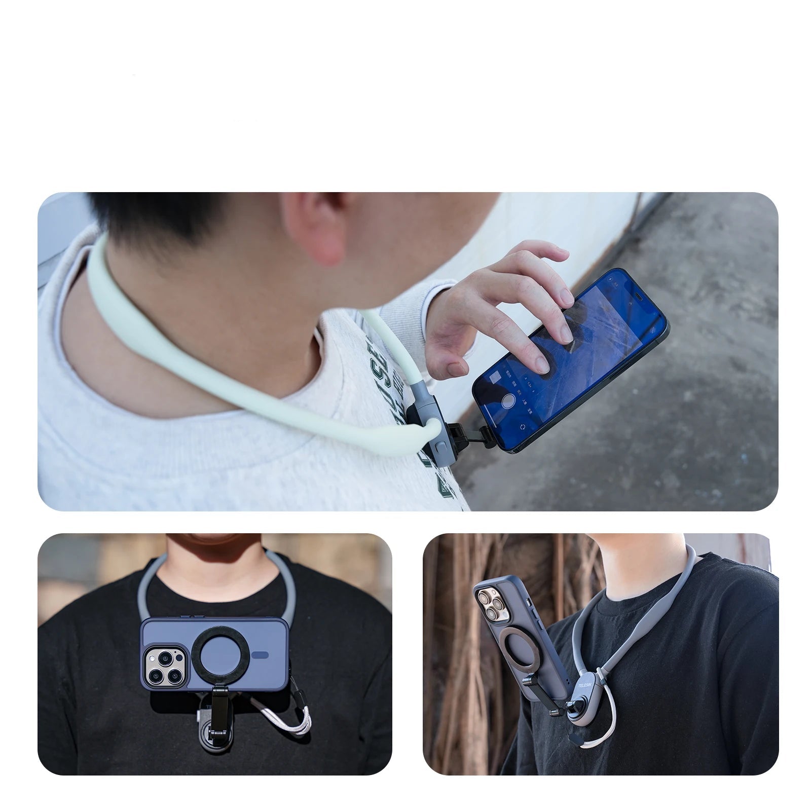 Magnetic Neck Phone Holder – Quick Release Mount for iPhone & Android