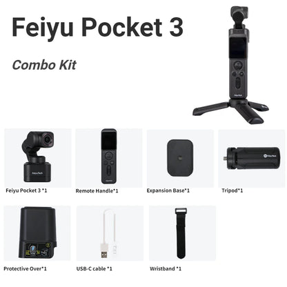 Feiyu Pocket 3 Kit – 4K Gimbal Camera with AI Tracking & Magnetic Mount
