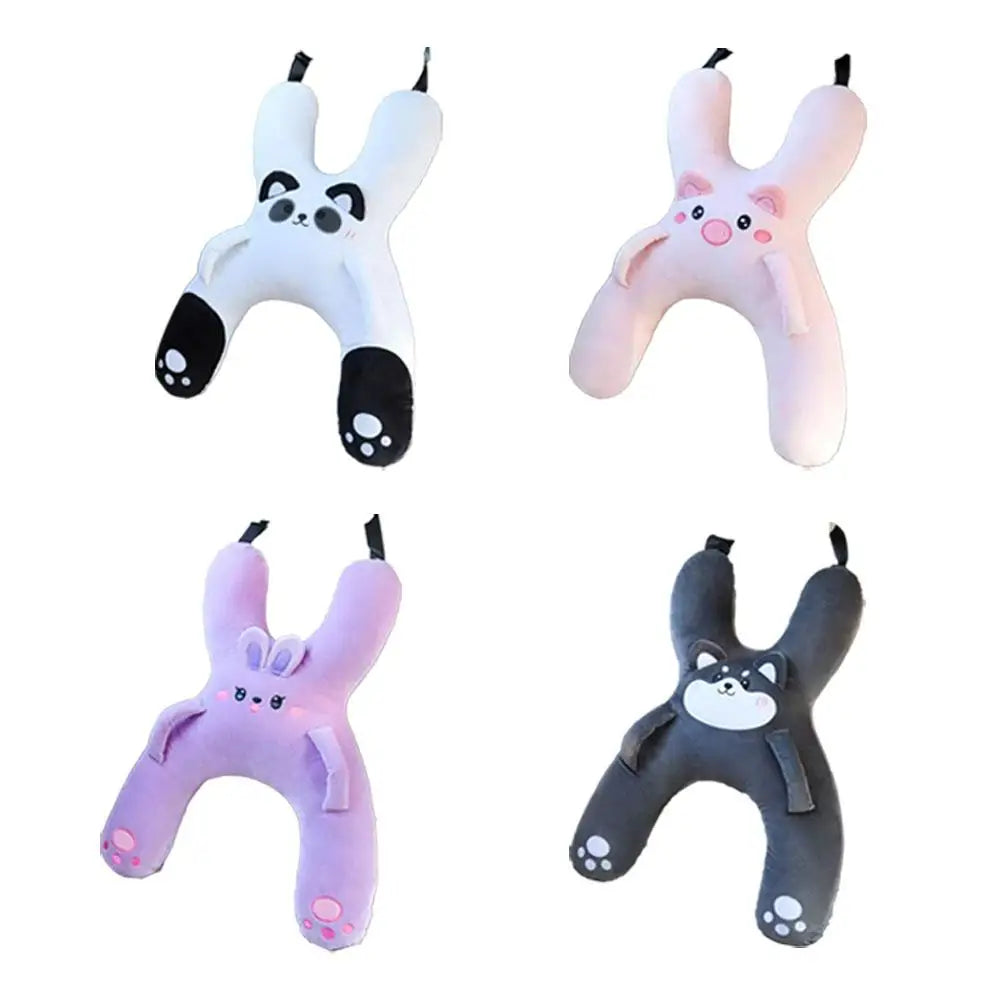 Car Cartoon Headrest Set – Breathable Child Pillow & Lumbar Support