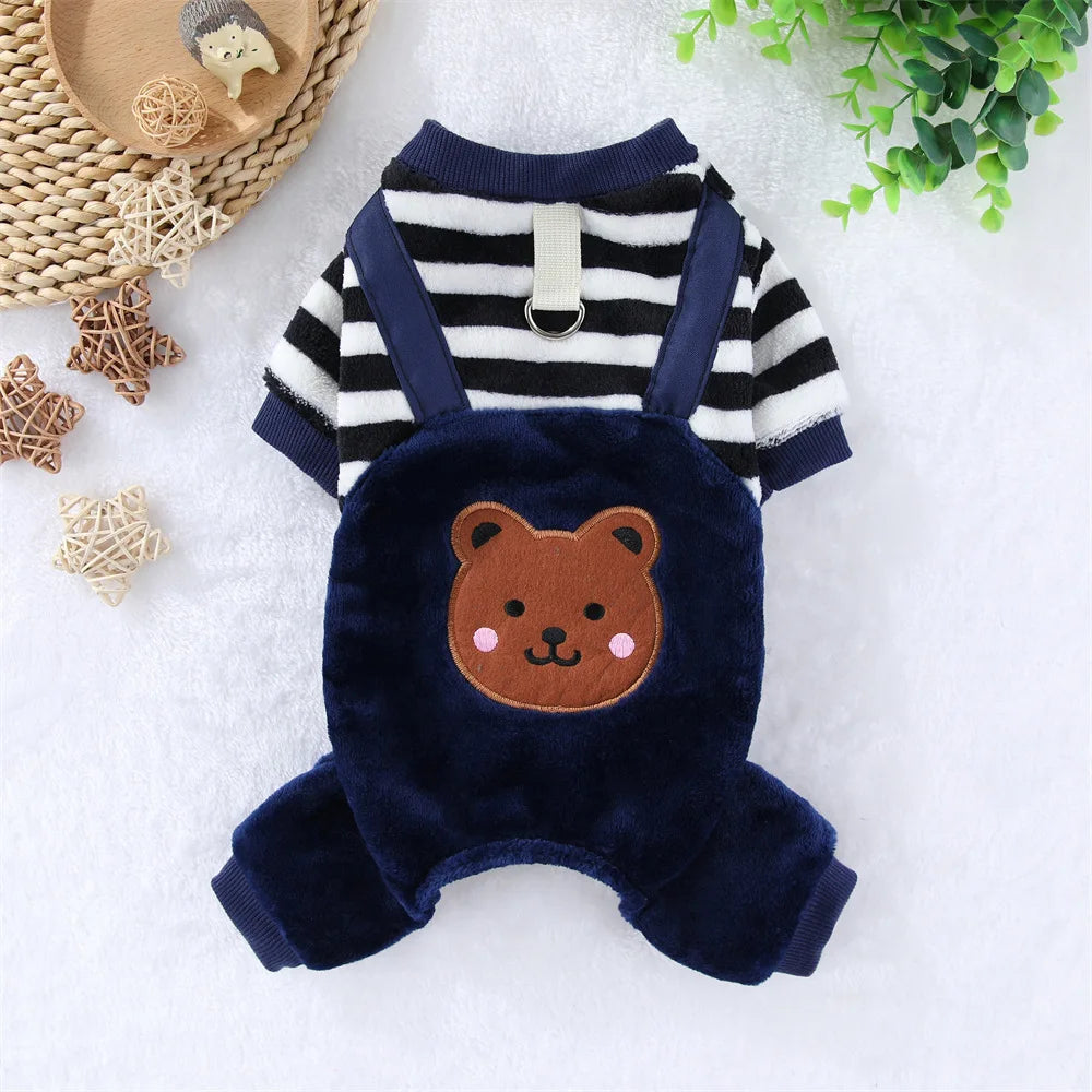 Cosy Winter Fleece Jumpsuit for Dogs & Cats – With Leash Ring