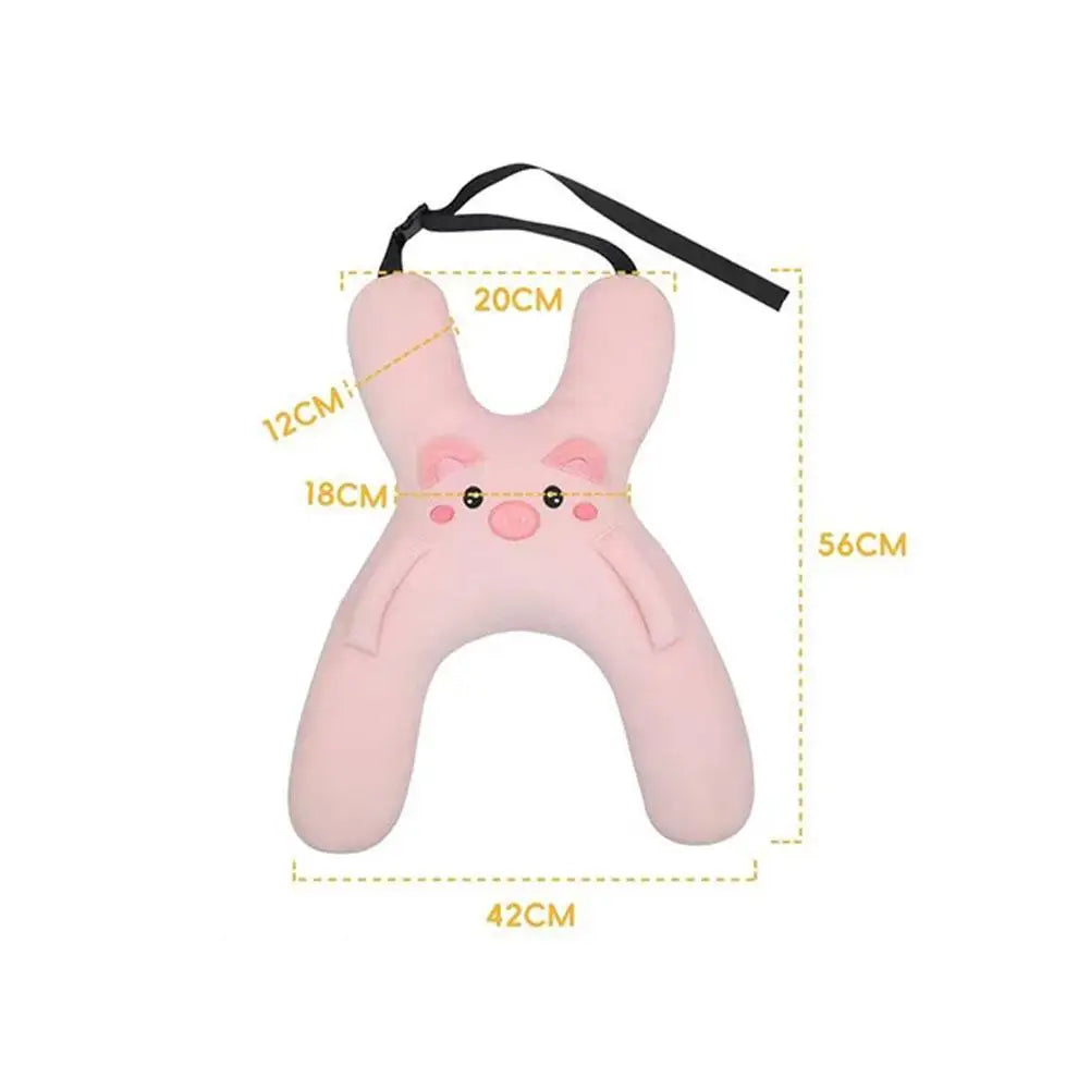 Car Cartoon Headrest Set – Breathable Child Pillow & Lumbar Support