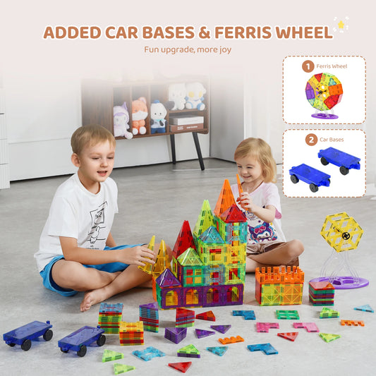 Set di tessere magnetiche educative - 180 pezzi SucceBuy Montessori STEM Toy per l'apprendimento e il gioco dei bambini 