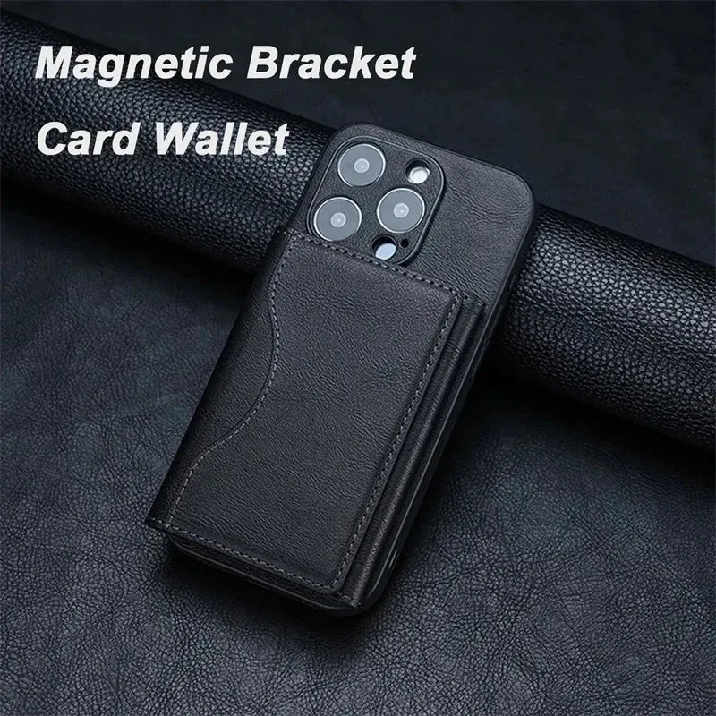 Magnetic iPhone Wallet Case – Leather Card Pouch with MagSafe