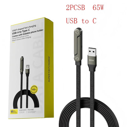 2-in-1 Fast Charging USB-C Cable & Foldable Phone Stand