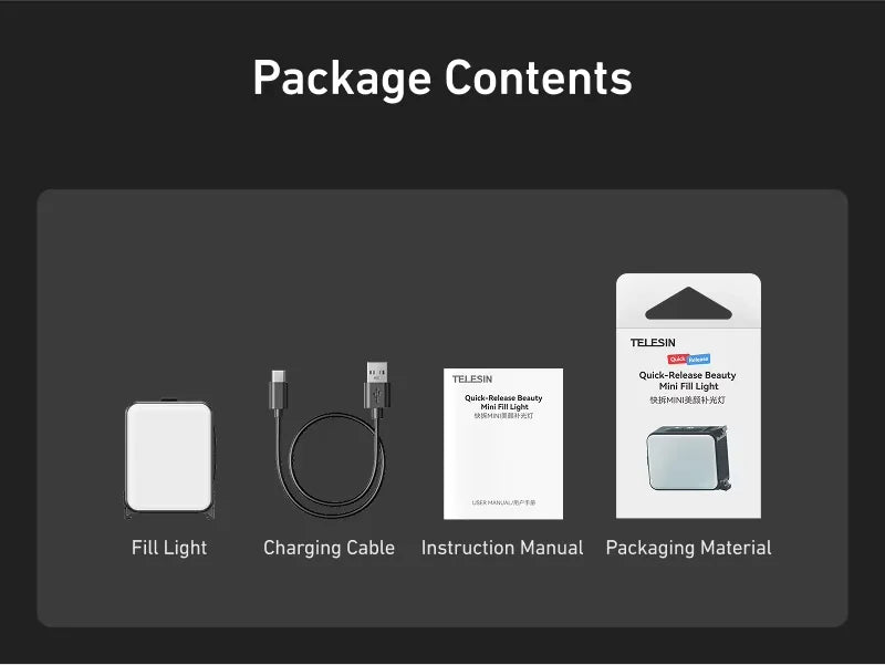 Mini Waterproof Selfie Light | TELESIN Quick Release for DJI Osmo Action 2–5 Pro