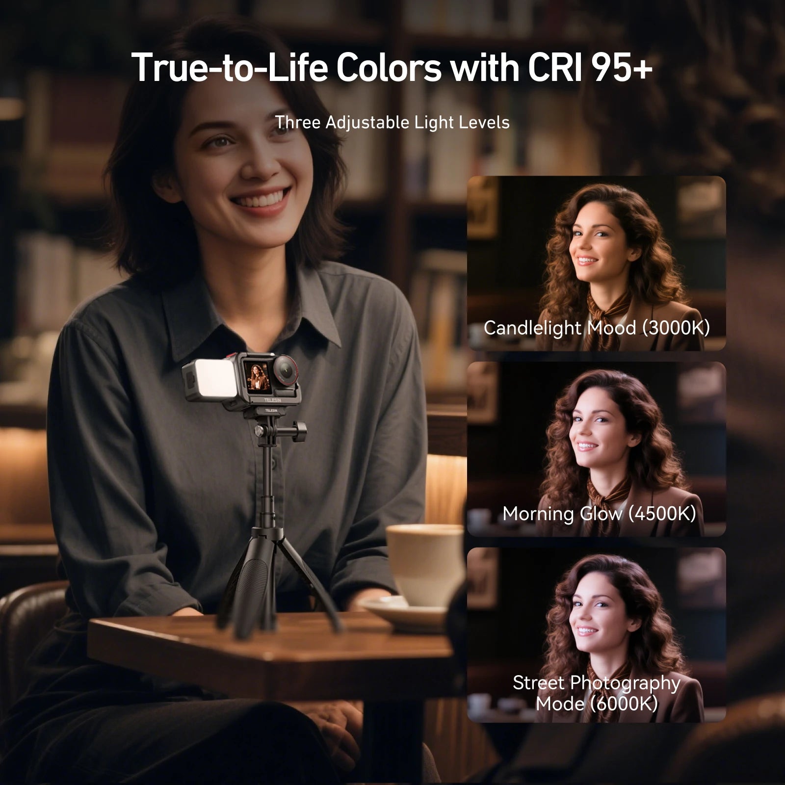 Mini Waterproof Selfie Light | TELESIN Quick Release for DJI Osmo Action 2–5 Pro