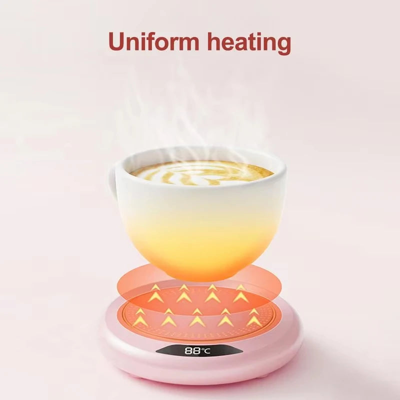 Thermostatic USB Cup Warmer – Adjustable 3-Speed Heating Coaster for Coffee, Milk, or Tea