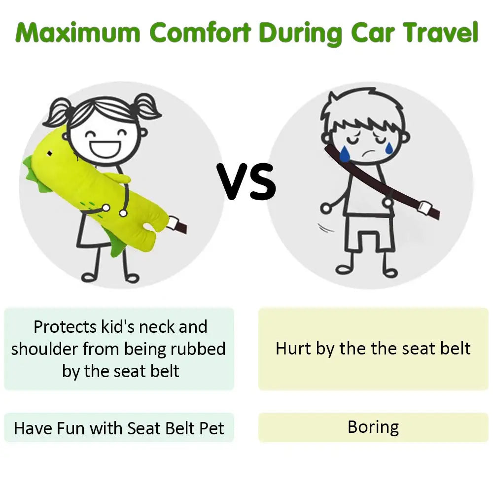 Dinosaur Seatbelt Pillow for Kids – Comfy Car & Stroller Cushion