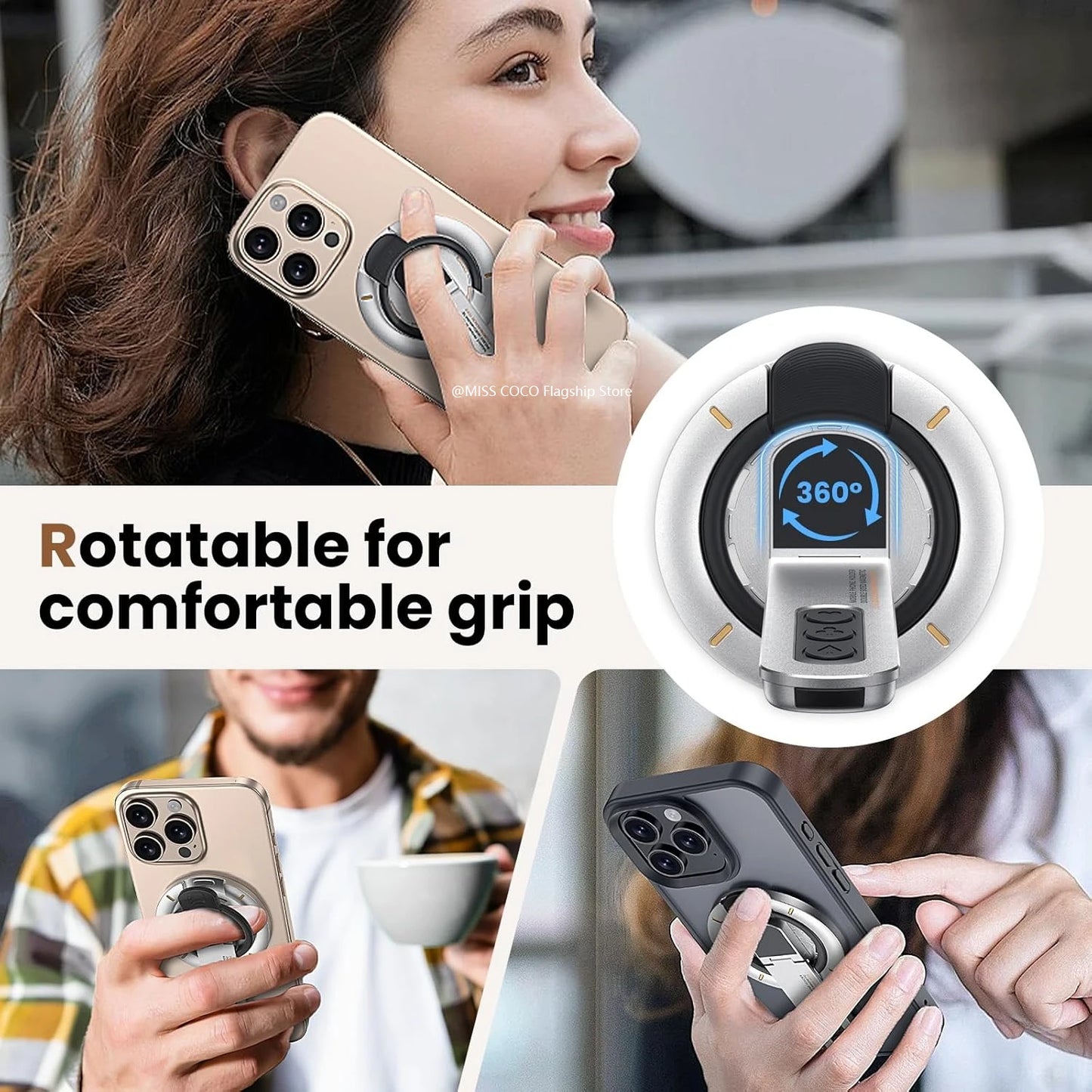 Magnetic MagSafe Ring Holder & Kickstand for iPhone | 3-in-1 Grip