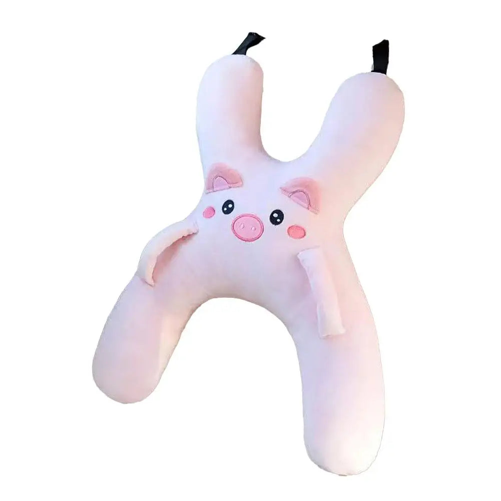 Car Cartoon Headrest Set – Breathable Child Pillow & Lumbar Support