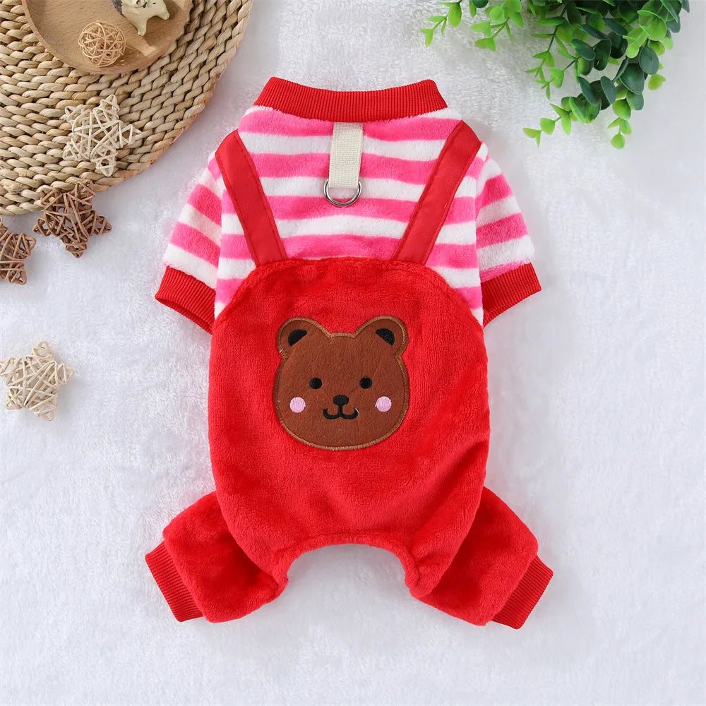 Cosy Winter Fleece Jumpsuit for Dogs & Cats – With Leash Ring