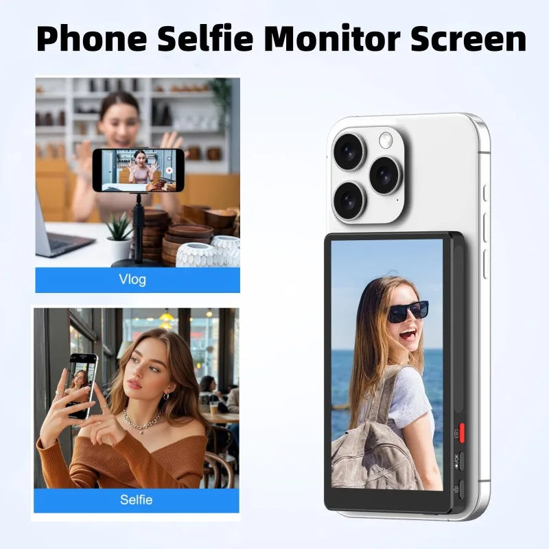 Magnetic Wireless Selfie Monitor for Rear Camera Vlogging