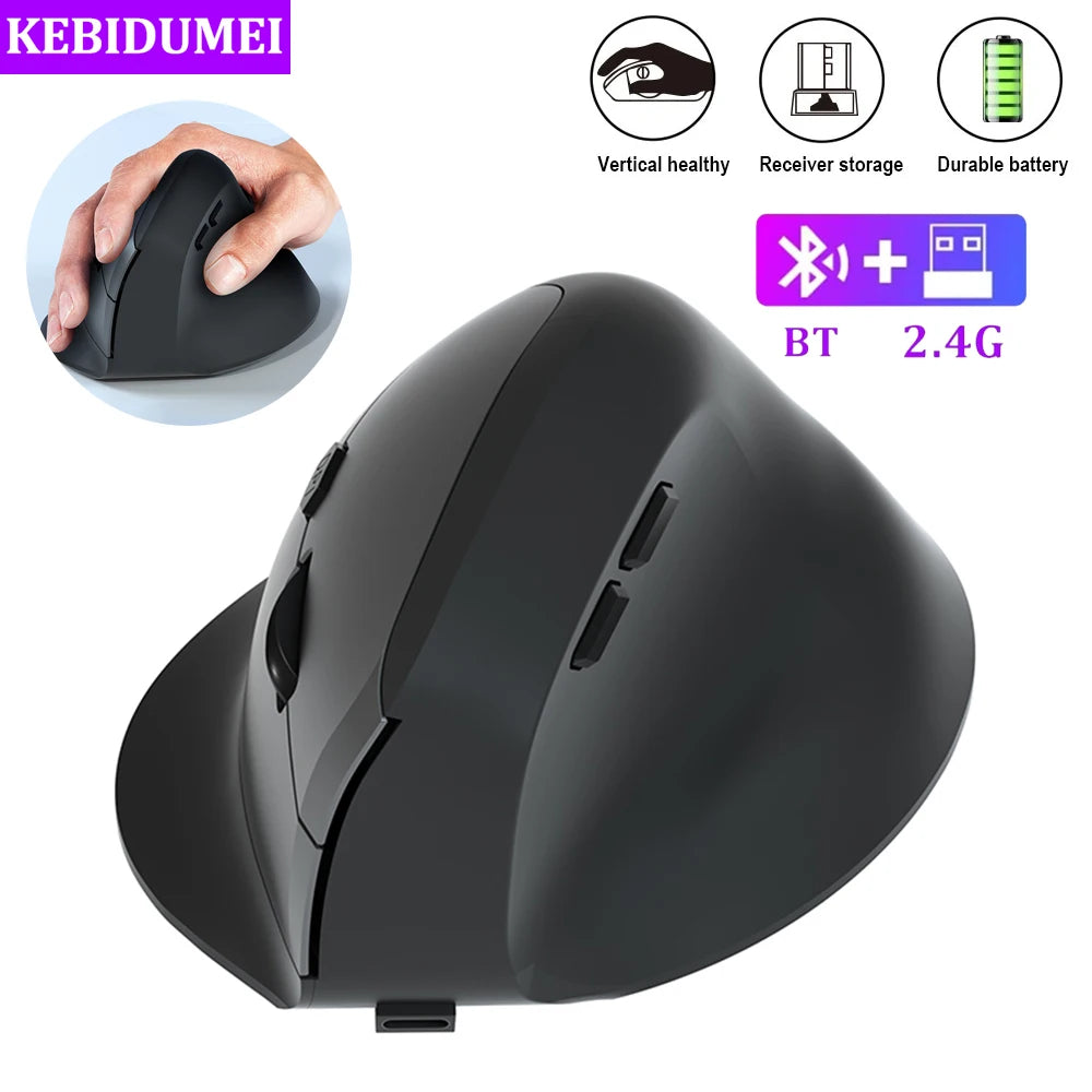 2.4G Ergonomic Bluetooth Mouse – Optical, Silent & Adjustable for Laptop/Desktop
