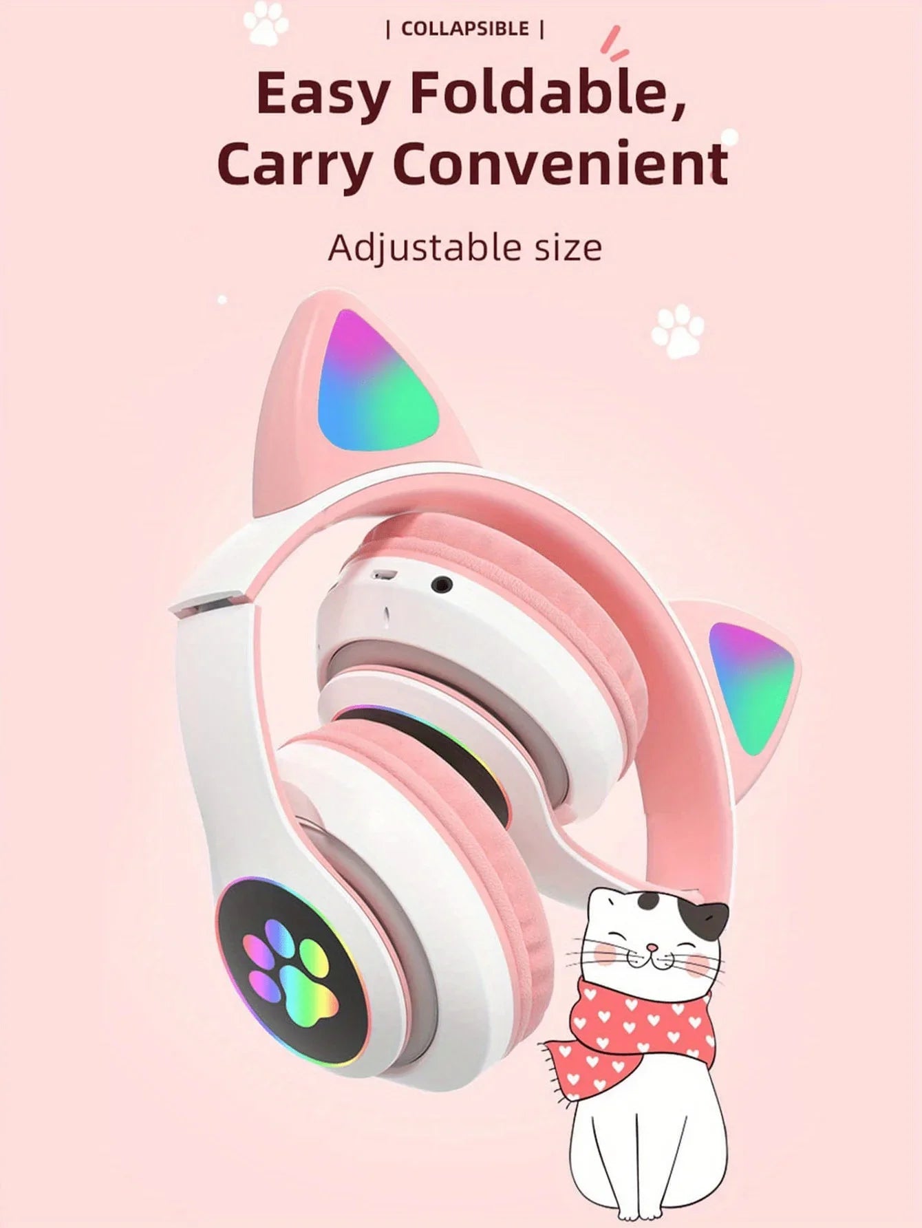 GlowSound™ Cat Ear RGB Headphones