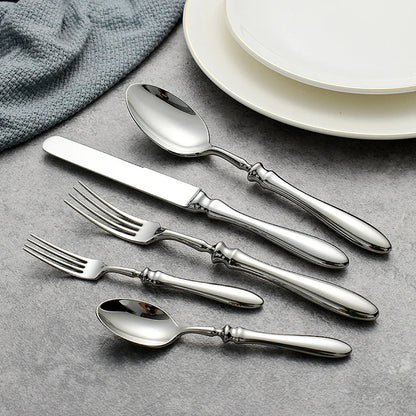 Elegant Roman Handle Dinnerware, Dishwasher Safe-5 Piece 18/10 Stainless Steel Cutlery Set